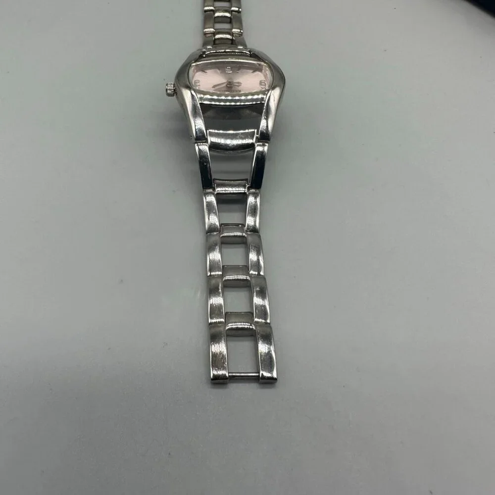 3/$30 Anne Klein Watch Women Pink Dial Silver Tone Bracelet Band 5.75